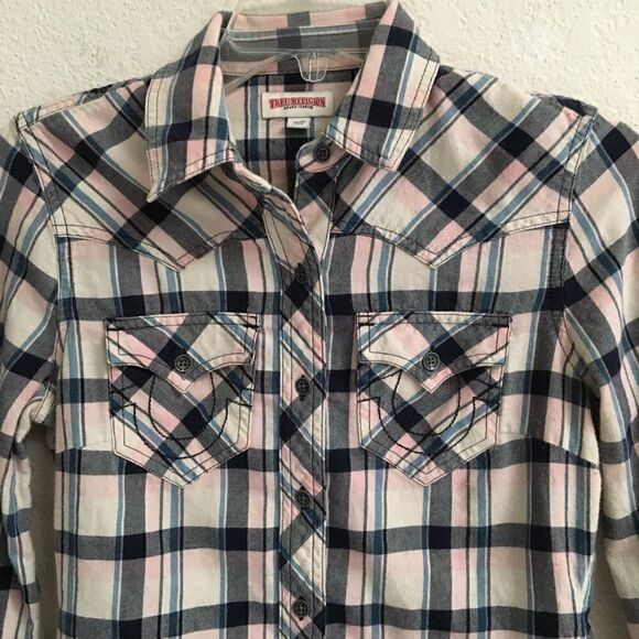 True Religion flannel button down shirt XS - Picture 2 of 10